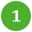 ikonografischer Kreis in Grün mit einer weißen Eins in der Mitte - Element für Schritt für Schritt Darstellungen