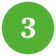 ikonografischer Kreis in Grün mit einer weißen Drei in der Mitte - Element für Schritt für Schritt Darstellungen